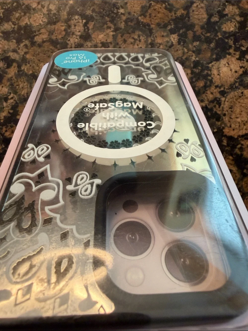 Clear Paisley MagSafe Phone Case for iPhone 16 Pro Max - Compatible Design